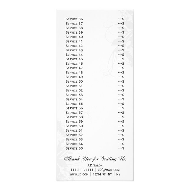 Panfleto placa de rack chic black and white Services (Frente)