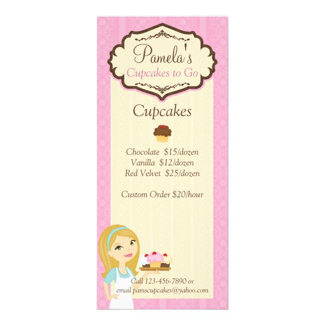 Panfleto Placa de rack de preços D12 para Cupcake de padeir (Frente)