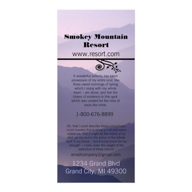 Panfleto Placa de rack de resort Smokey Mounkey (Frente)