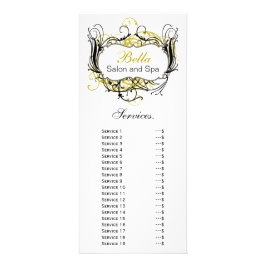 Panfleto placa de rack de serviços branca e amarela