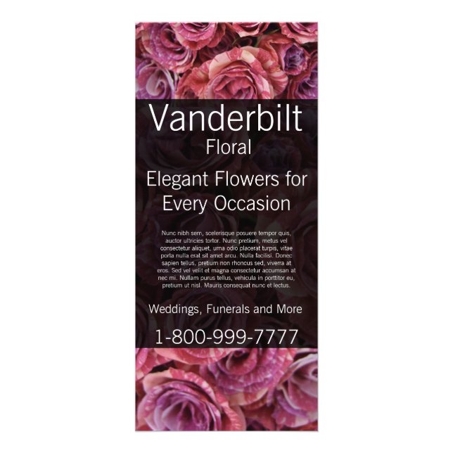 Panfleto Placa de rack Floral Florist Pink Roses (Frente)