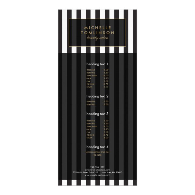 Panfleto Placa de rack Salon III com Strips Pretas e Branca (Frente)