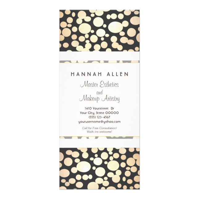 Panfleto Placa em rack preta dos círculos Dourados Spa (Frente)