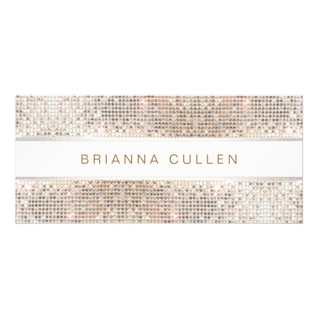 Panfleto Placa Rack Spa Salon Striped FAUX Silver Sequin (Frente)