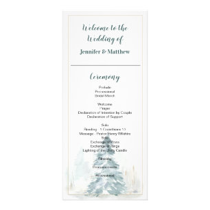 Panfleto Placas do Programa de Casamento do Pine Romance de