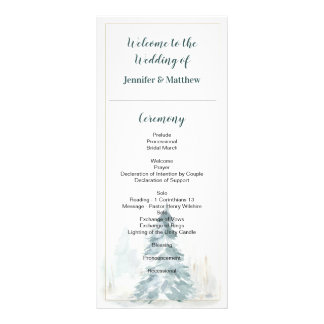 Panfleto Placas do Programa de Casamento do Pine Romance de