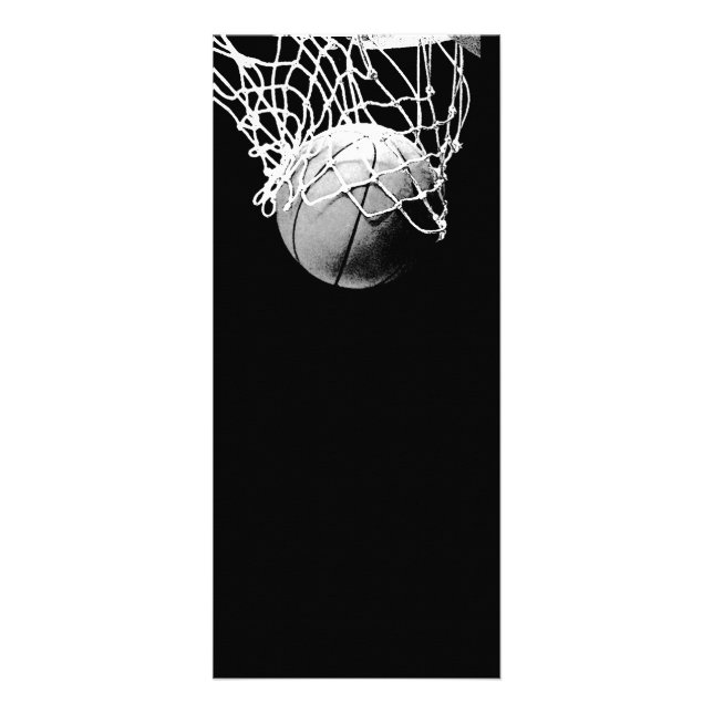 Panfleto Placas em rack de basquete B&W (Frente)
