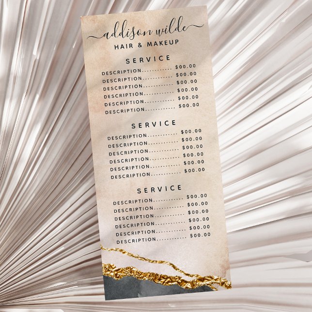 Panfleto Preço de Mármore Rosa Preto Dourado Aquarela Scrip (Criador carregado)