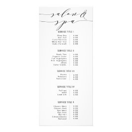Panfleto Preço de Salão Spa de Caligrafia Moderna em Preto 