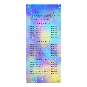 Panfleto Preço de Serviço Iridescente de Opal Holográfico