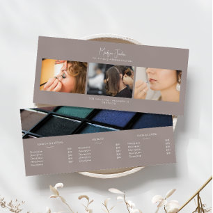 Panfleto Preço do Serviço de Cabelo e Maquiagem Boho Brown 
