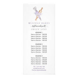 Panfleto Preço do Serviço de Padaria Floral Roxo