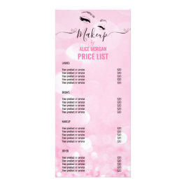 Panfleto Preços do Glamor Bokeor, Artista de Maquiagem Rosa