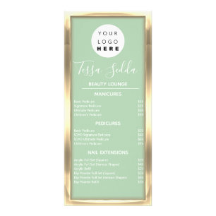 Panfleto Predicure Dourado Mint Verde de Maquiagem de Cabel