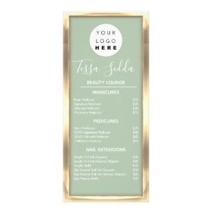 Panfleto Predicure Dourado Mint Verde de Maquiagem de Cabel