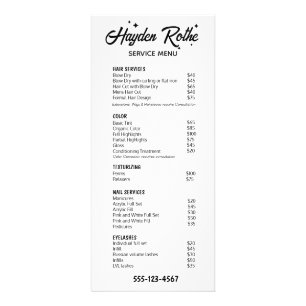 Panfleto Preto e Branco  Caligrafia e Estrelas Retrô
