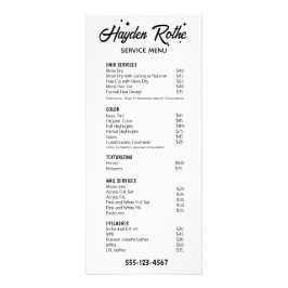 Panfleto Preto e Branco  Caligrafia Retro e Estrelas