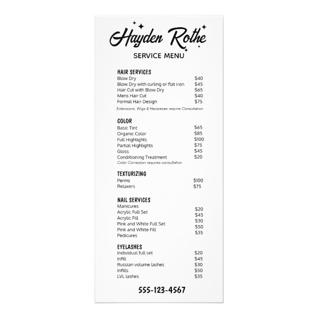 Panfleto Preto e Branco  Caligrafia Retro e Estrelas (Frente)