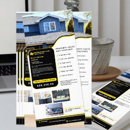 Panfleto Preto profissional e estado real amarelo moderno