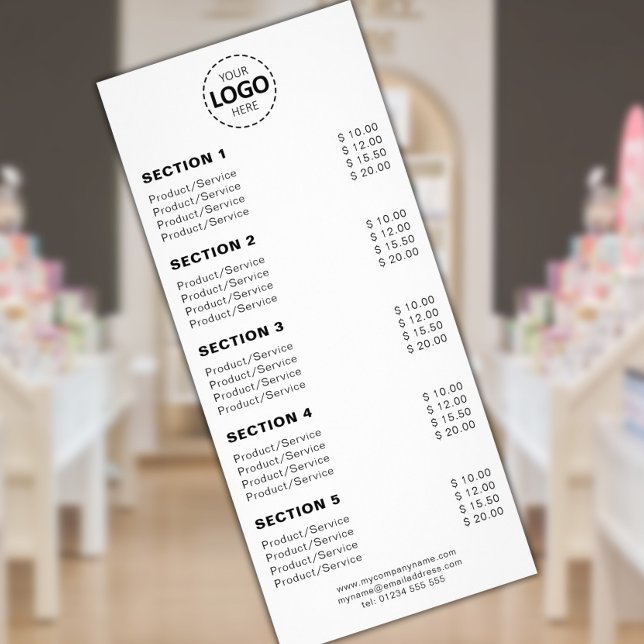 Panfleto Produto/Serviços Personalizados Simples Branco (Criador carregado)