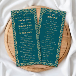 Panfleto Programa de Casamento Art Deco Gatsby, de 1920