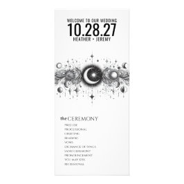 Panfleto Programa de Casamento Celestial Preto e Branco