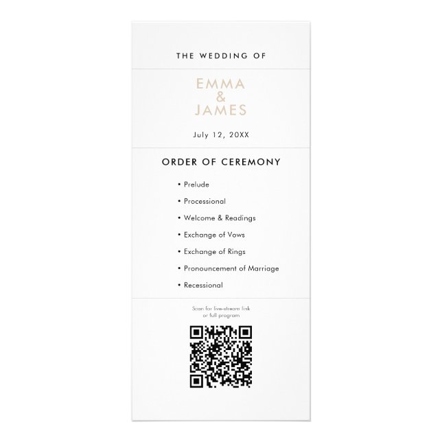 Panfleto Programa de Casamento Champagne Ampersand | Progra (Frente)