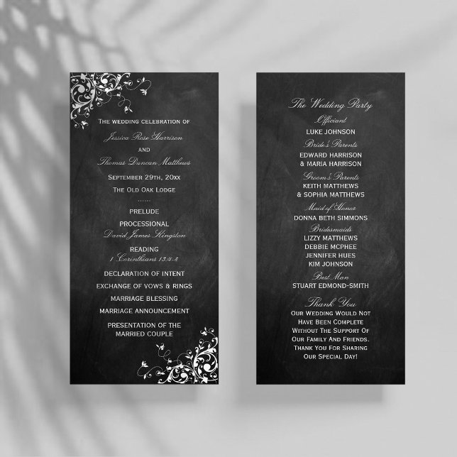 Panfleto Programa De Casamento De Chalkboard Em Brancos Bra (Criador carregado)