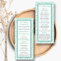 Programa de Casamento de Paisley Verde Moderno