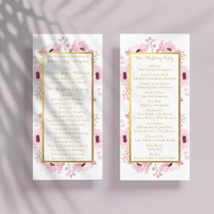 Panfleto Programa de Casamento Floral de primavera Pinks Wa