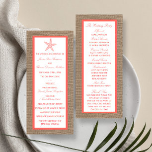 Panfleto Programa de Casamento na Praia com Estrela-do-Mar
