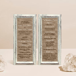 Panfleto Programa de Casamento Rustic White Frame & Burlap