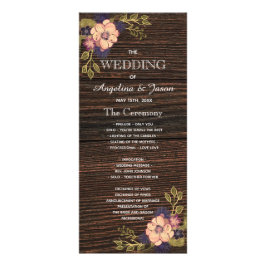 Panfleto Programa de Casamento Rústico em Madeira