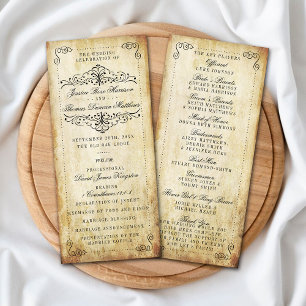 Panfleto Programa de Casamento vintage de ornamentado