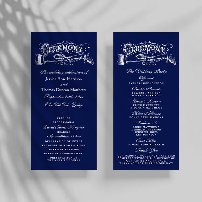 Panfleto Programa Elegante de Cerimônia de Casamento Azul e (Criador carregado)