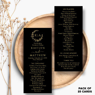 Panfleto Programa Elegante Monograma Wreath Wedding