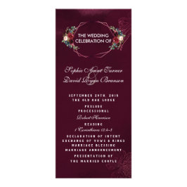 Panfleto Programa Real Burgundy de Casamento Geométrico