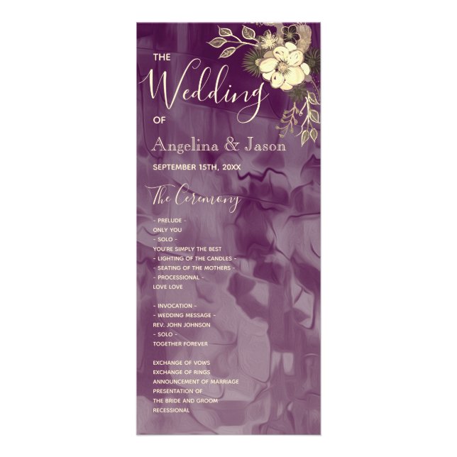 Panfleto Programa Rustic Purple Wedding (Frente)