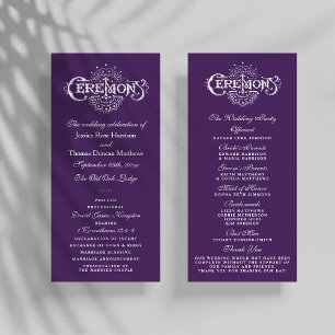 Panfleto Programas De Cerimônia De Casamento De Roxos E Bra