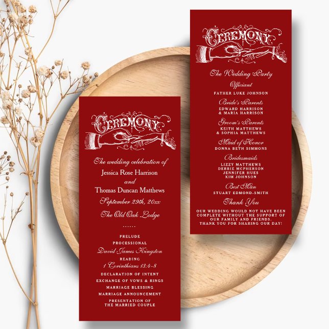 Panfleto Programas Elegantes De Cerimônia De Casamento Verm (Criador carregado)