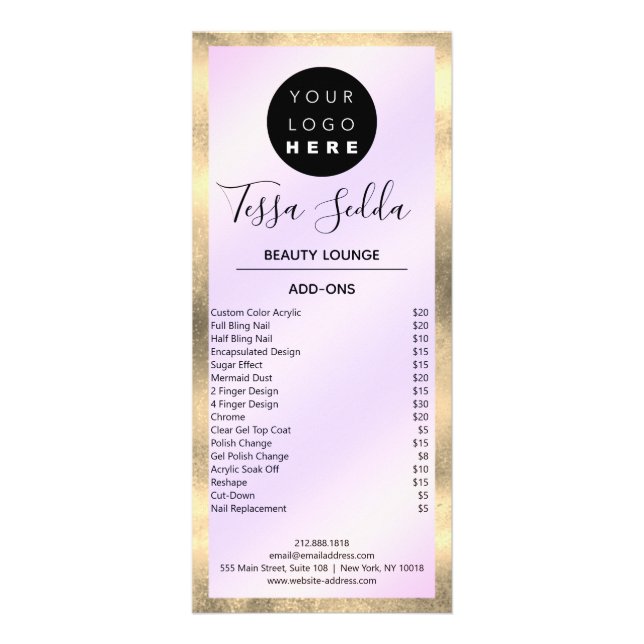 Panfleto Púrpura de Maqueamento do Cabelo do Unhas Manicure (Verso)