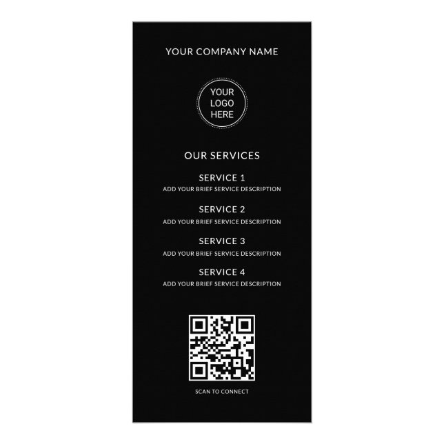 Panfleto QR Code Business Logo Modern Professional Black (Frente)