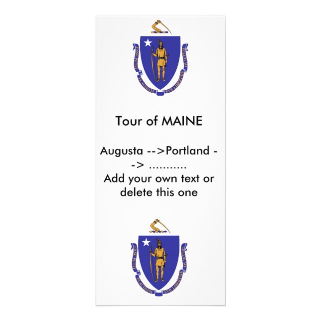 Panfleto Rack Card com Flag de Massachusetts, EUA (Frente)
