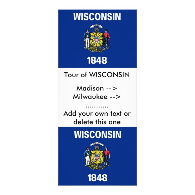 Panfleto Rack Card com Flag de Wisconsin, EUA (Frente)