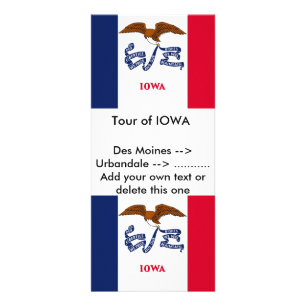 Panfleto Rack Card com Flag of Iowa, EUA