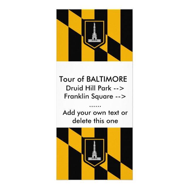 Panfleto Rack Card com Sinalizador de Baltimore, EUA (Frente)