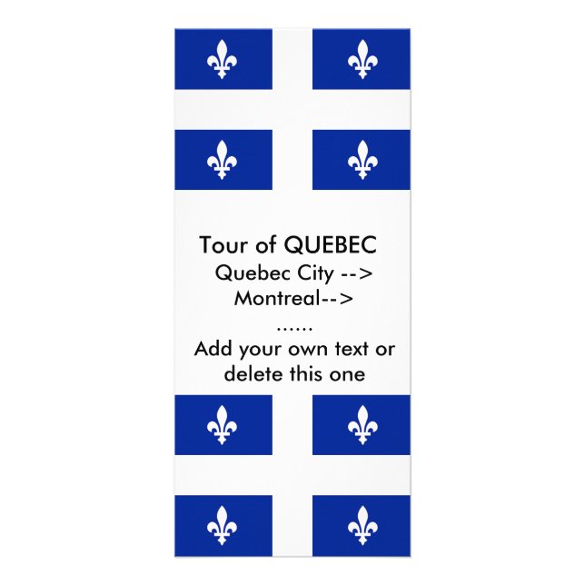 Panfleto Rack Card com Sinalizador de Quebec, Canadá (Frente)