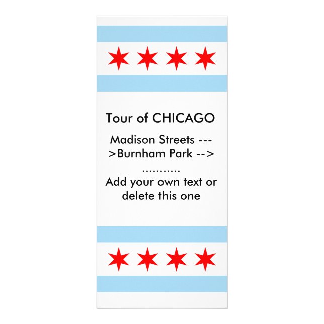 Panfleto Rack Card with Flag of Chicago, Illinois, EUA (Frente)