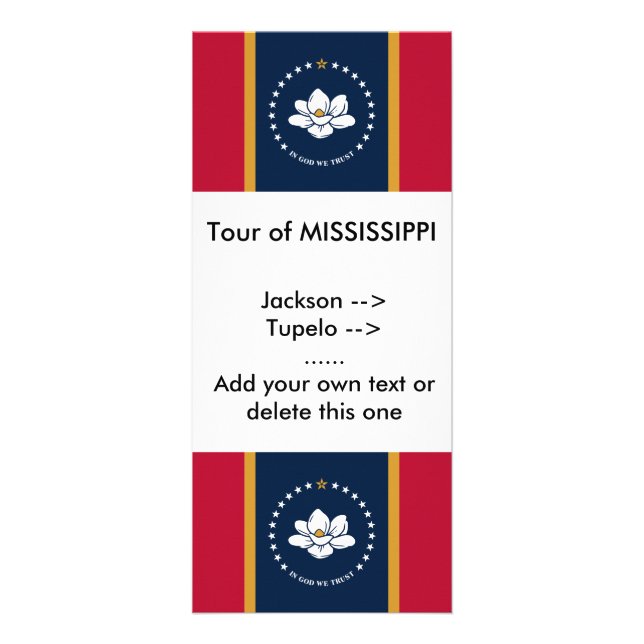 Panfleto Rack Card with Flag of Mississippi State, USA (Frente)