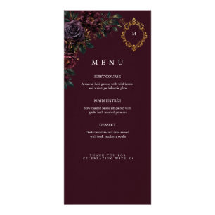 Panfleto Recepção de Casamento Floral Elegante Plum Noir
